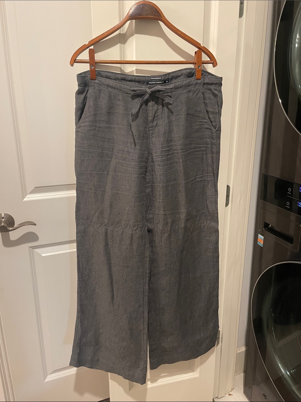 Island Company Relaxed Linen Drawstring Pants in Charcoal